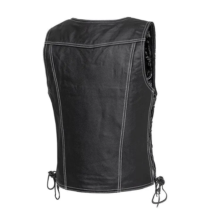 Women's Leather Motorcycle Vest | Cindy by First MFG Size MEDIUM FINAL SALE SHIPS SAME DAY