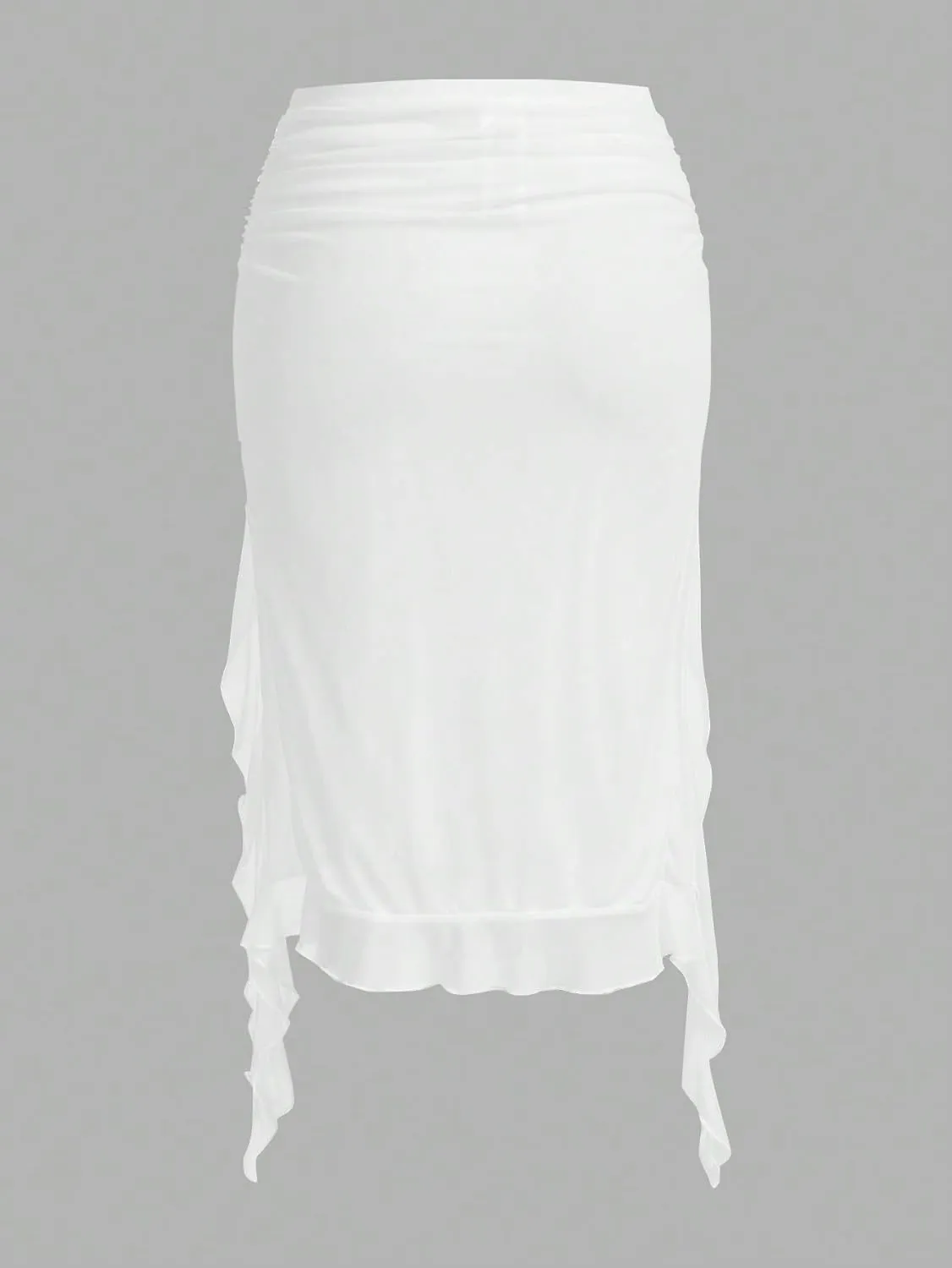 Women's Maxi Skirt Summer Midi High Waist Ruffle Hem Slit Hem Low Rise A-Line Skirt