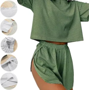 Women's Split Short Pajama Set, Sereluxe Pajama Set, Wrap Split Shorts, Comfortable Casual Loose Fit