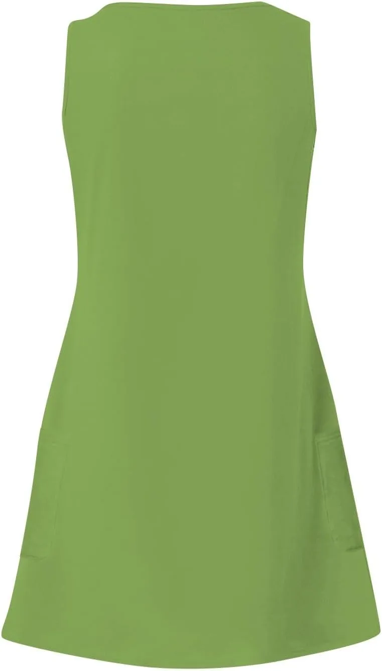Womens Summer Dresses 2024 T-Shirts Dress Loose V Neck Sleeveless Tank Dresses Sundresses Floral/Plain