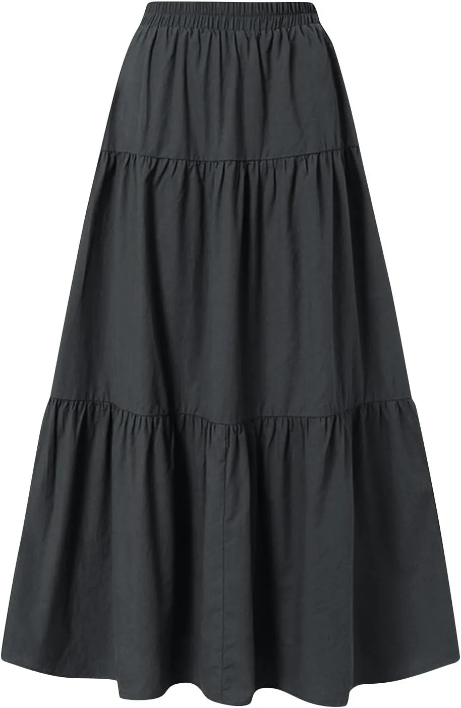 Women's Summer Flowy Swing Midi Skirts Boho High Elastic Waist Fake Drawstring Floral Print A line Casual Cute Skirt