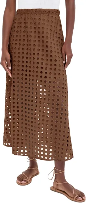 Women's Summer Hollow Out Eyelet Beach Maxi Skirt Fashion Casual Solid Lightweight Comfortable with Underneath