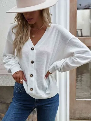 Women's V-Neck Cold Shoulder Blouse