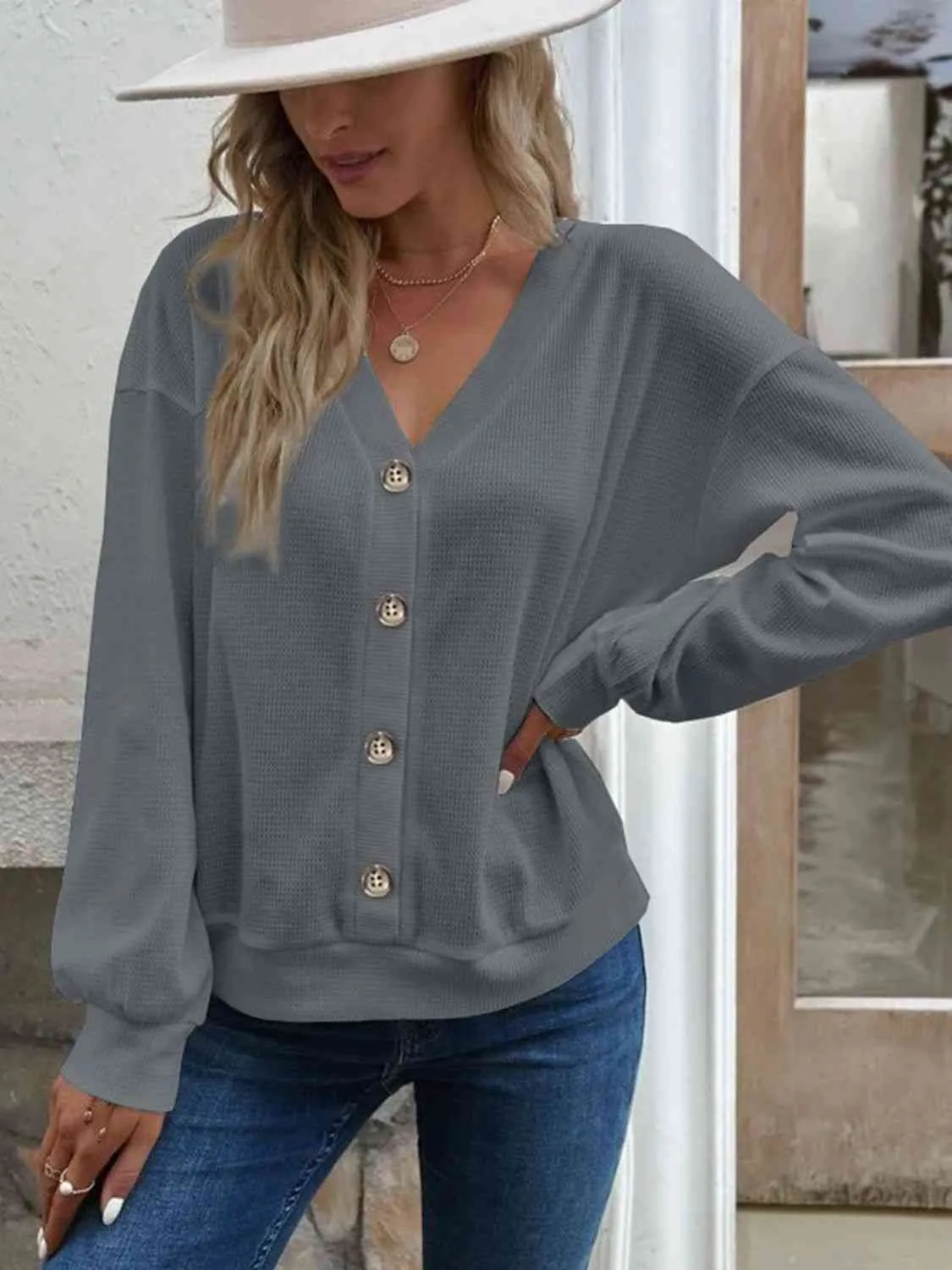 Women's V-Neck Cold Shoulder Blouse