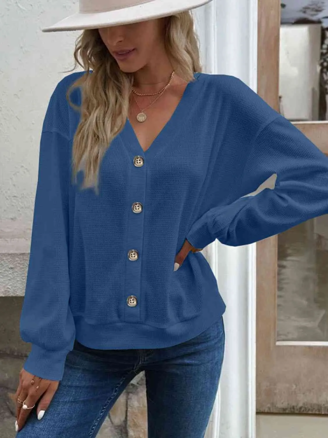 Women's V-Neck Cold Shoulder Blouse