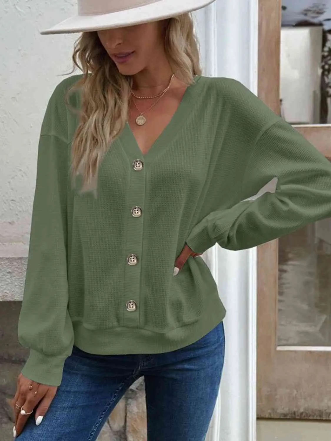 Women's V-Neck Cold Shoulder Blouse