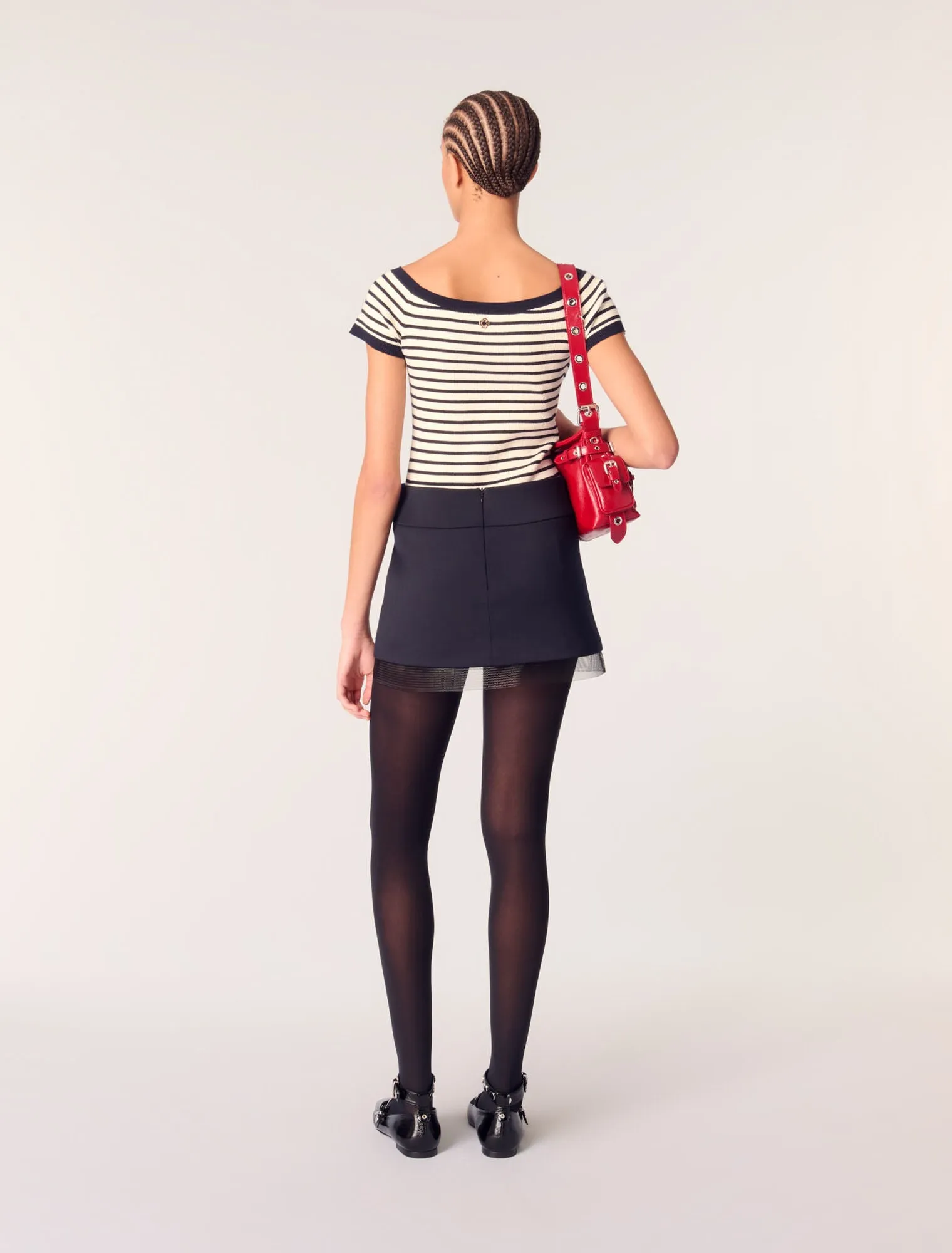 Wool blend and tulle skirt